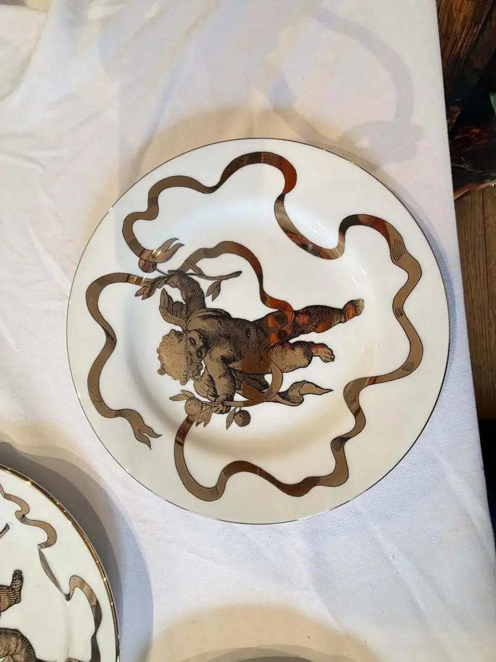 AMC N.Y.,N.Y. Japan Vintage Gilt Cherub Dessert Plates, Set of 4